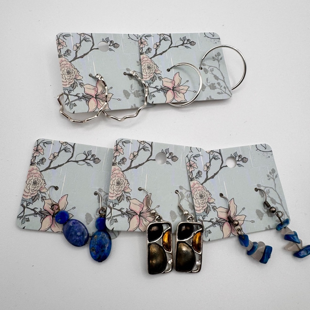Mixed Earring Bundle | 5 Pairs | Hoops, Natural Stone & Statement Drops